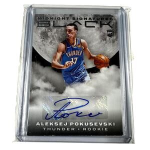 2020-21 Panini Black Aleksej Pokusevski Midnight Signatures 3/15 RC Auto Thunder